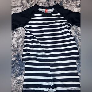 Joe Fresh Navy and White Striped Kids Rashguard Set